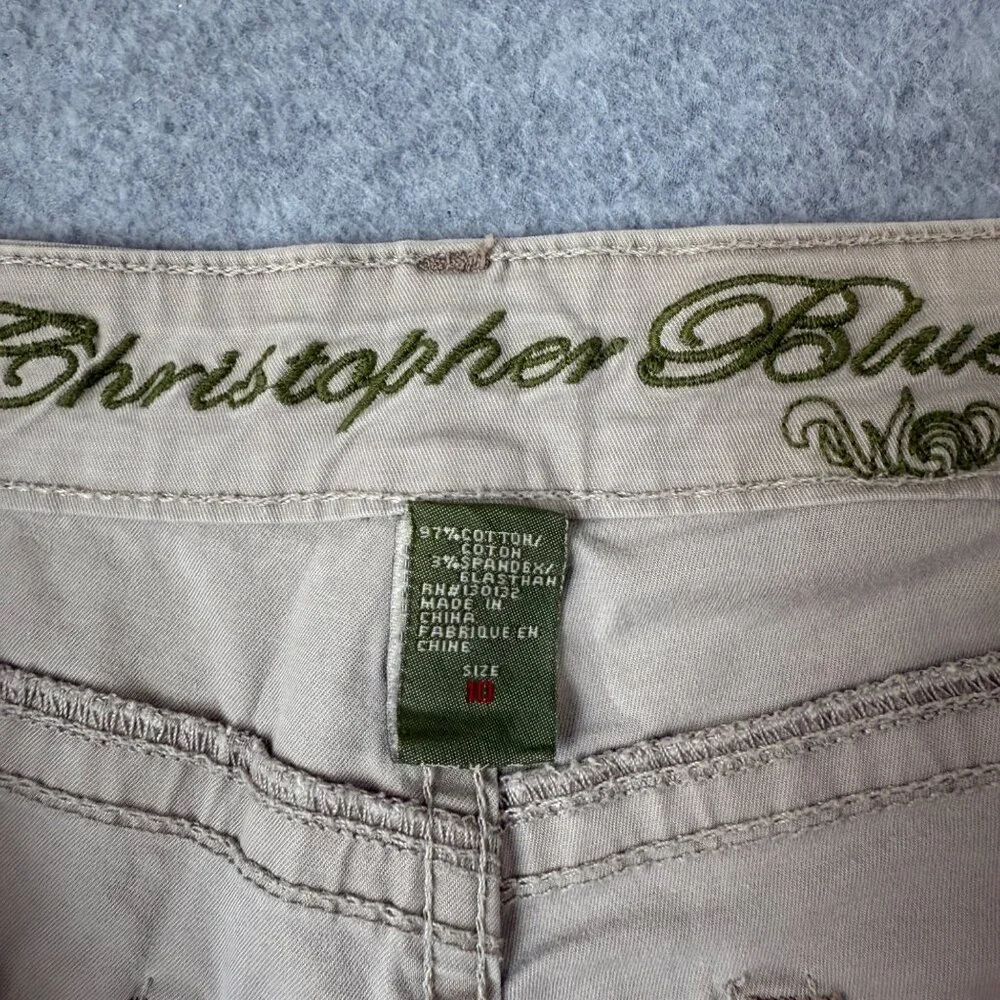 Christopher Blue Womens Cropped Khaki Tan Pants Classic Casual Capri Size 10 - Picture 3 of 15